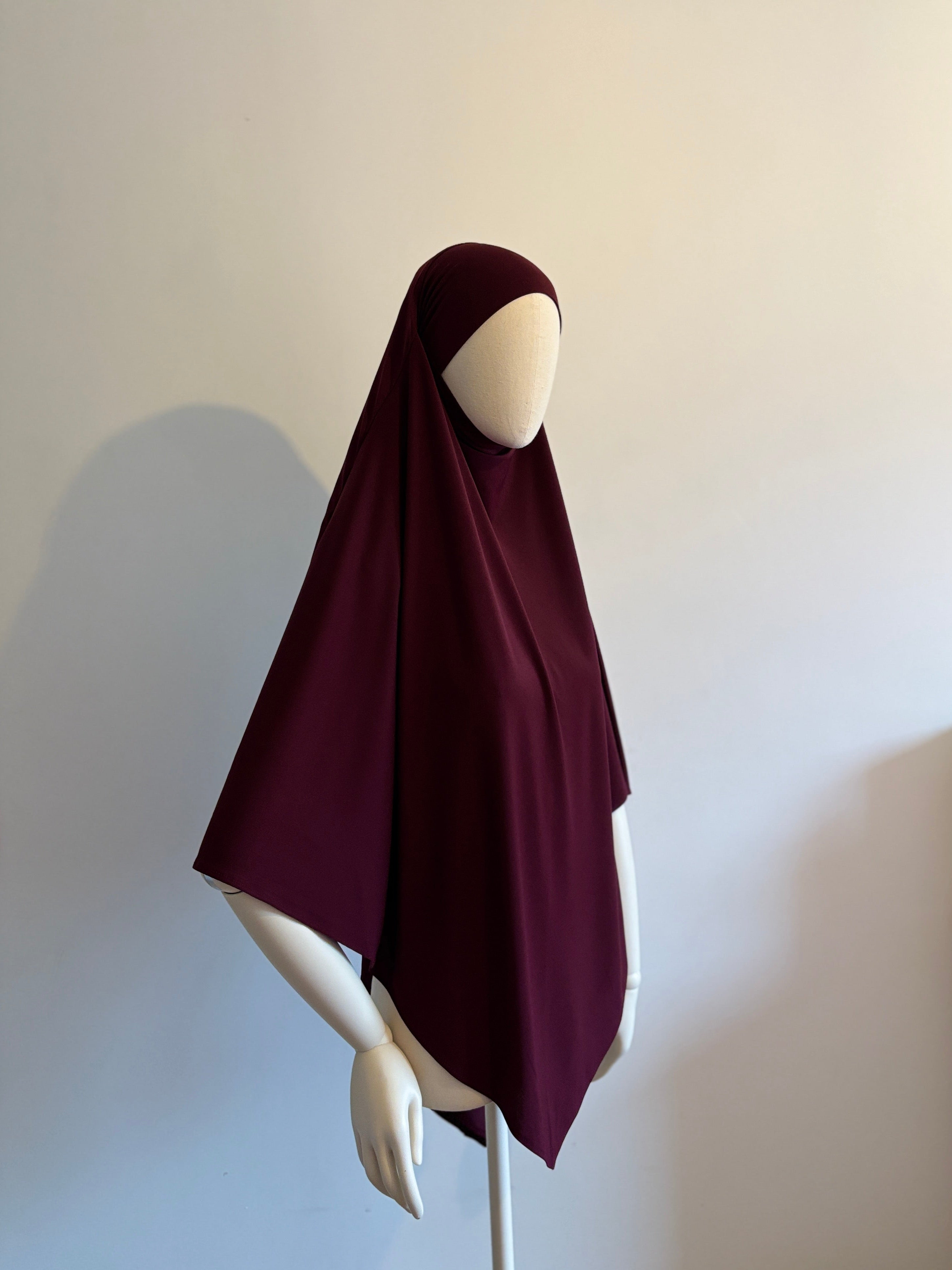 Khimar Mi-Long Jersey Premium - Grenat