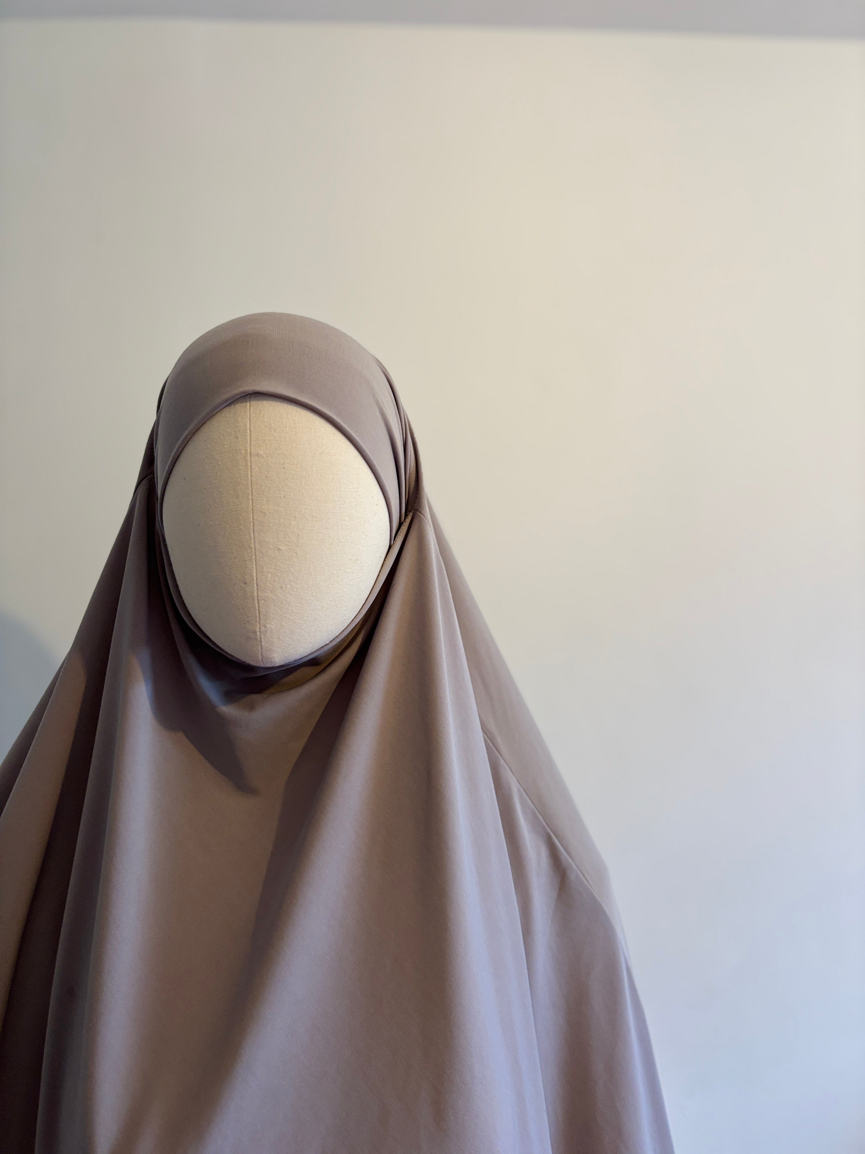 Khimar Mi-Long Jersey Premium - Grisé