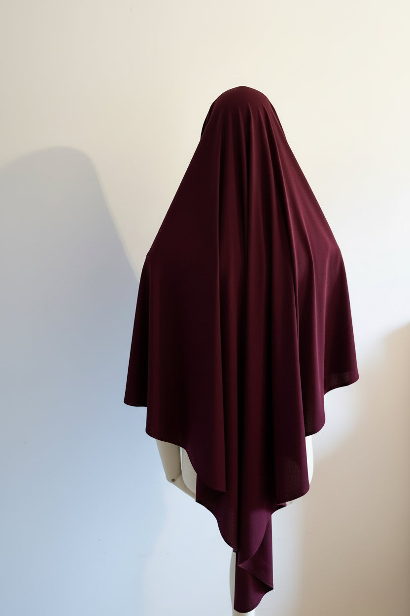 Khimar Mi-Long Jersey Premium - Grenat