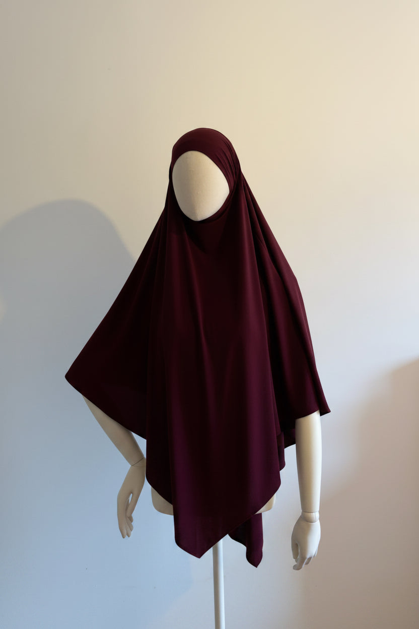 Khimar Mi-Long Jersey Premium - Grenat