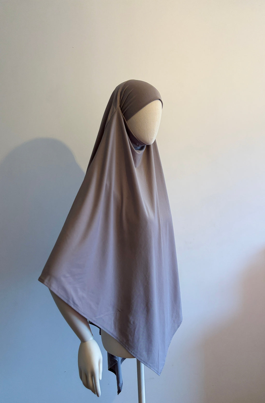 Khimar Mi-Long Jersey Premium - Grisé