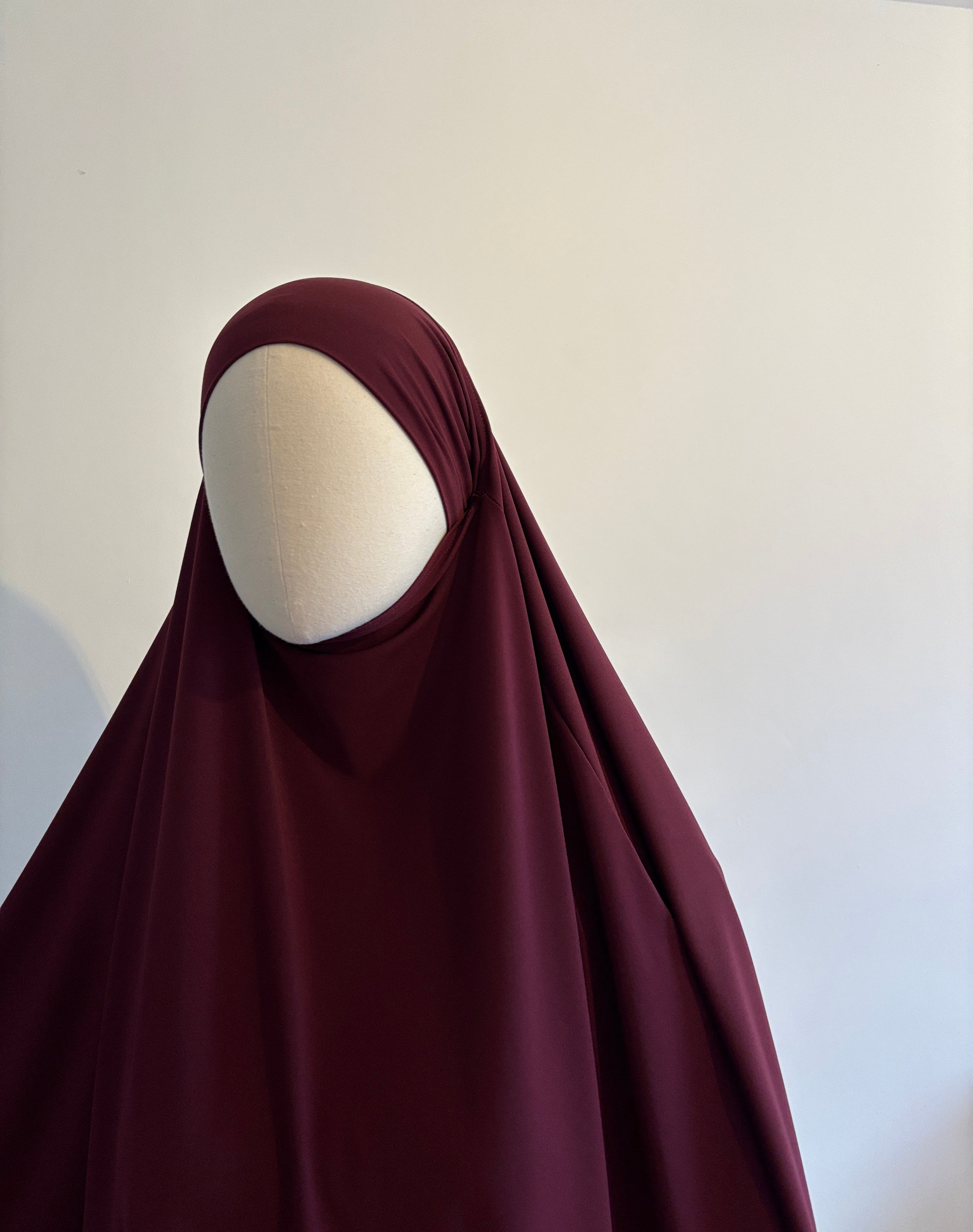 Khimar Mi-Long Jersey Premium - Grenat