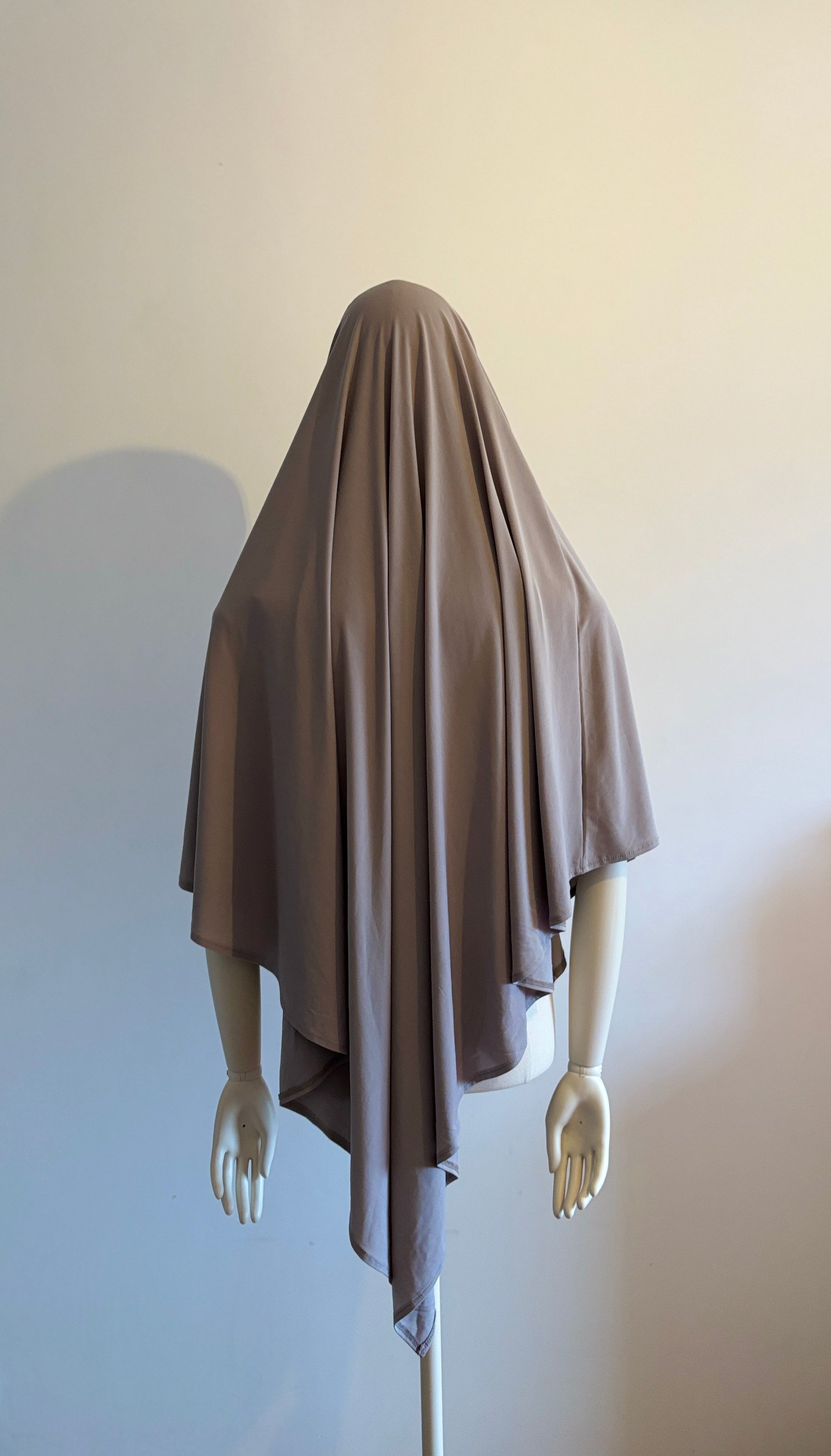 Khimar Mi-Long Jersey Premium - Grisé