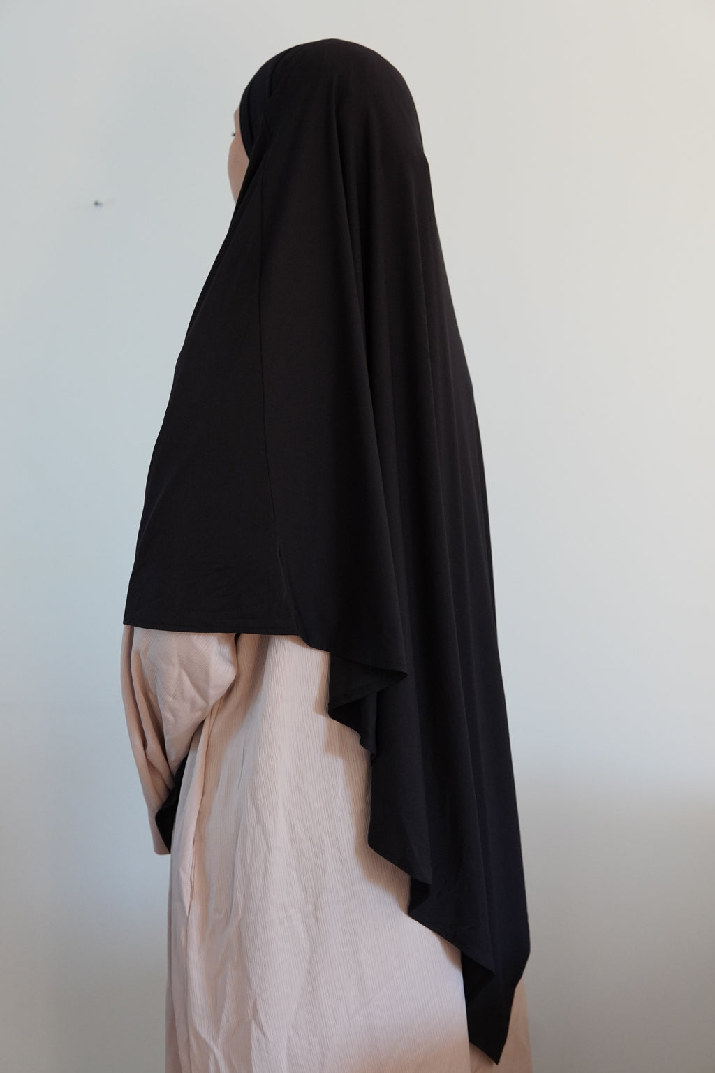 Khimar Mi-Long Jersey Premium - Noir