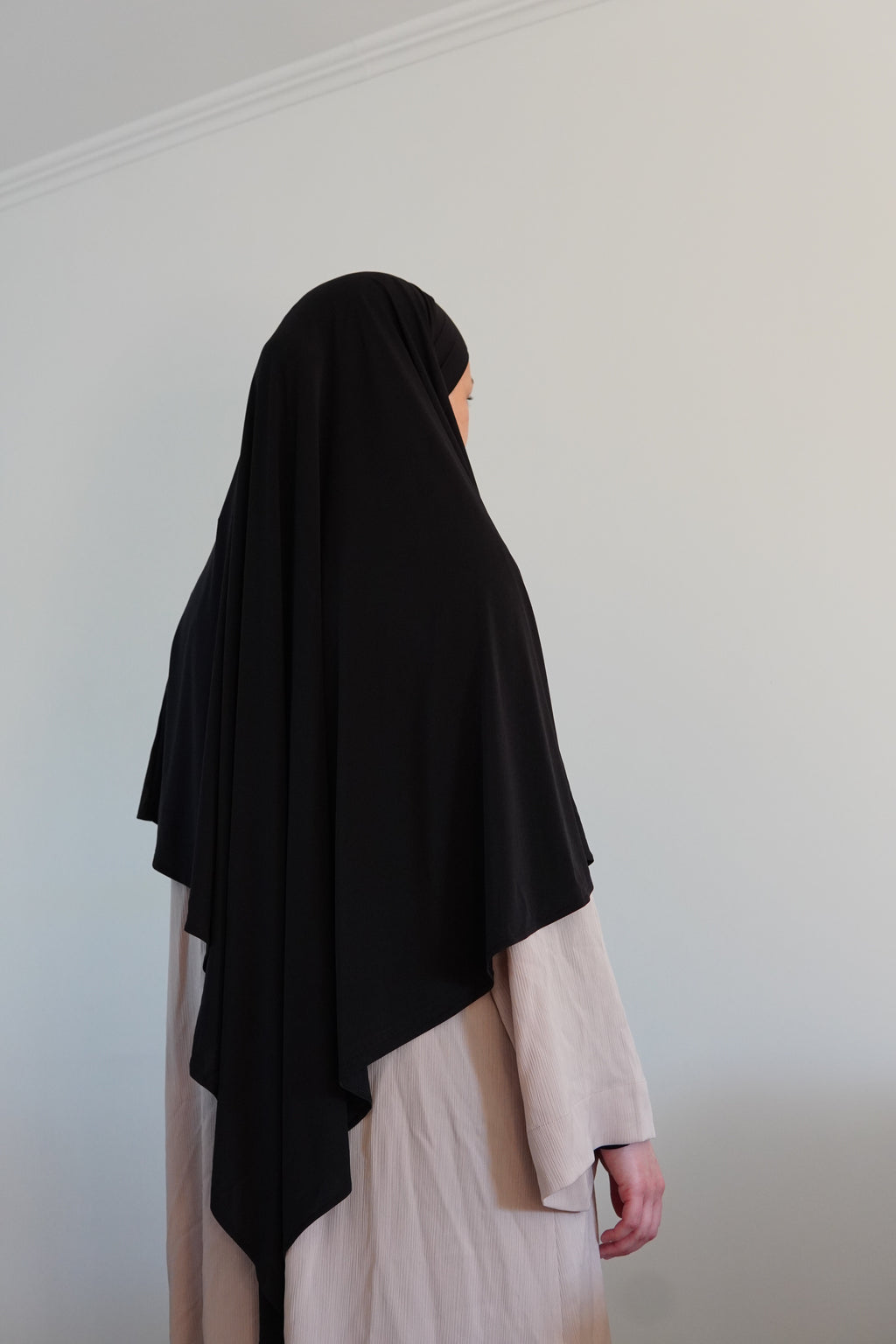 Khimar Mi-Long Jersey Premium - Noir