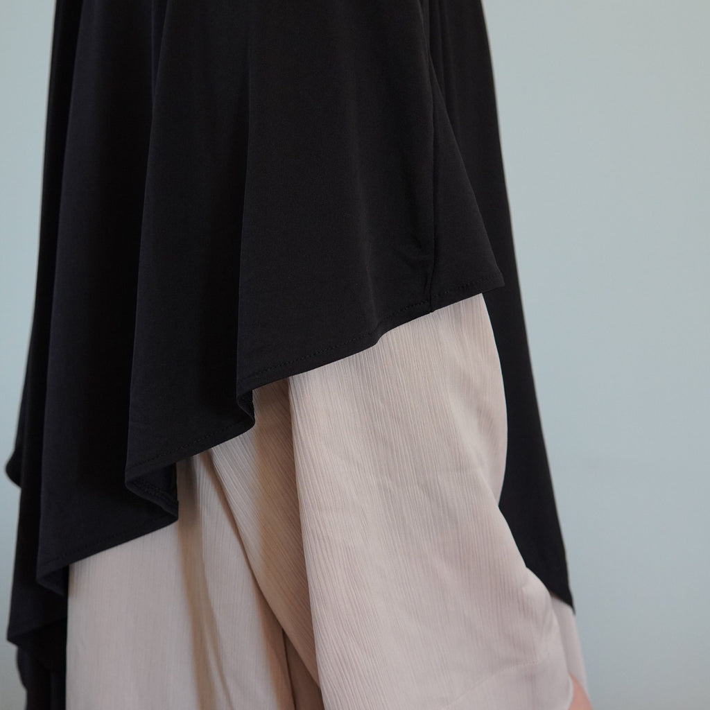 Khimar Mi-Long Jersey Premium - Noir