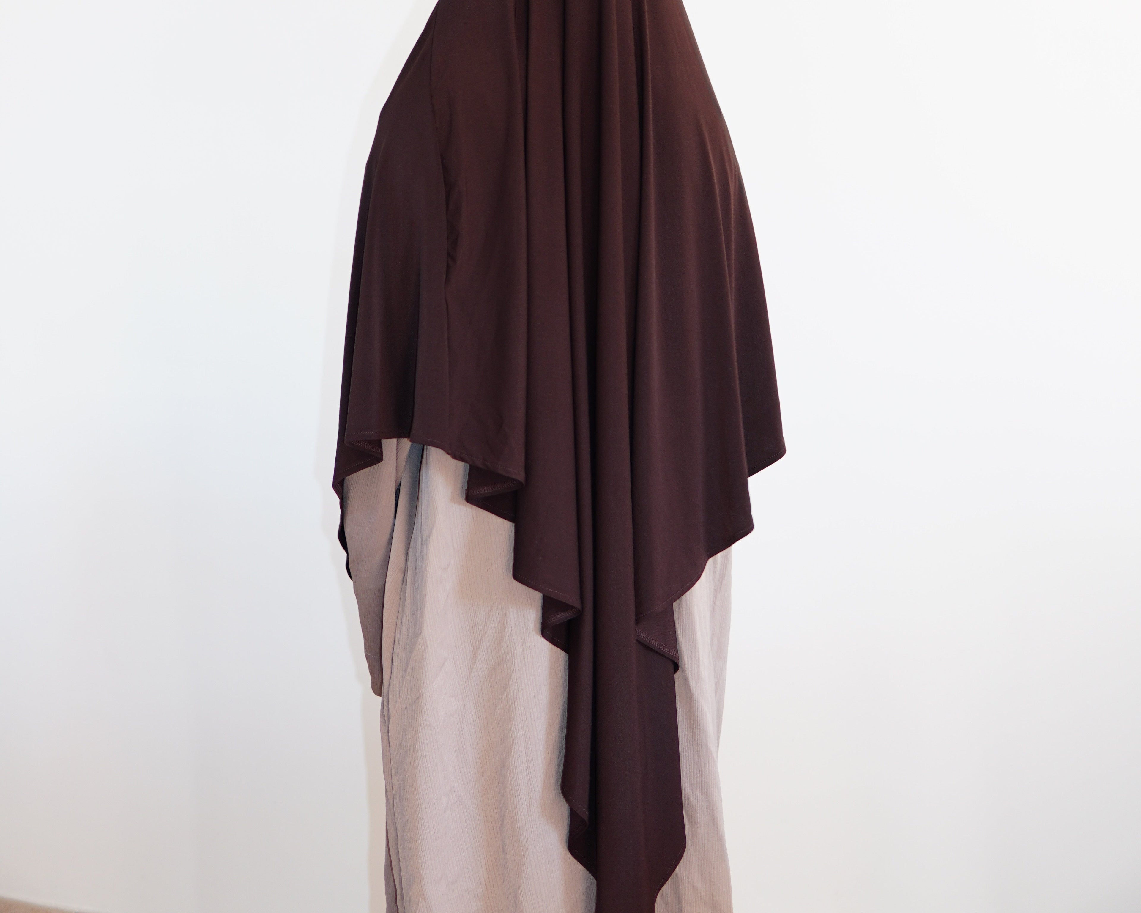 Khimar Mi-Long Jersey Premium - Chocolat