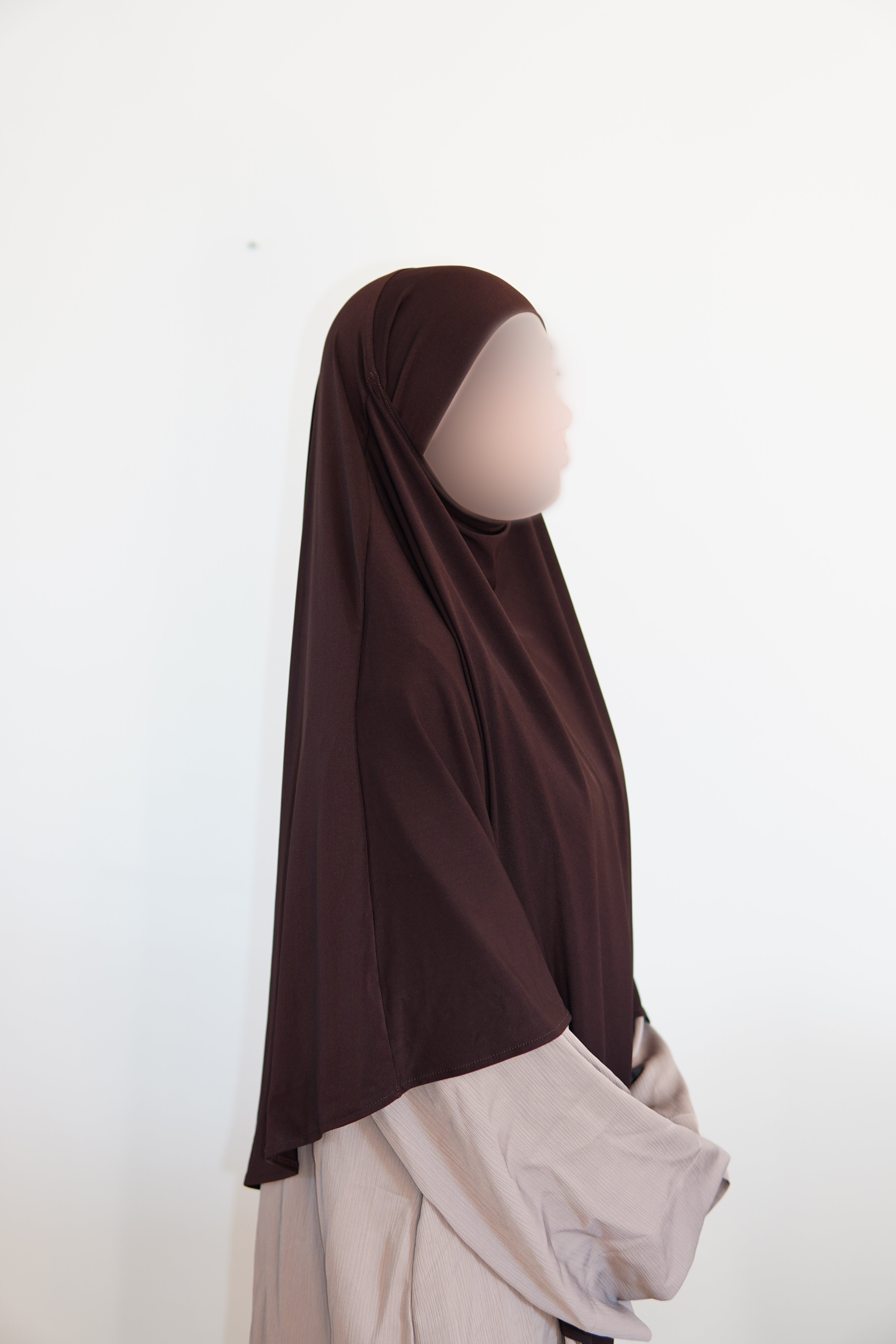 Khimar Mi-Long Jersey Premium - Chocolat